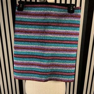 PLEASURE DOING BUSINESS Glittery Striped Mini Skirt Sz M
